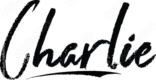 Charlie.-Female name Modern Brush Calligraphy on White Background