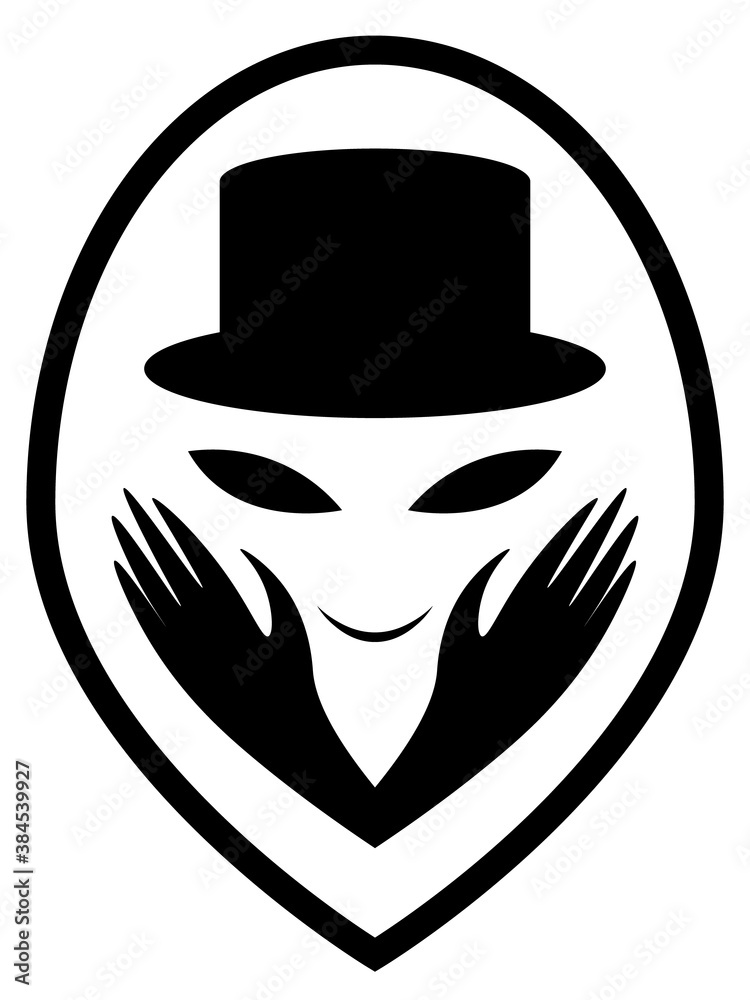 Fototapeta premium smiling alien face in magician hat