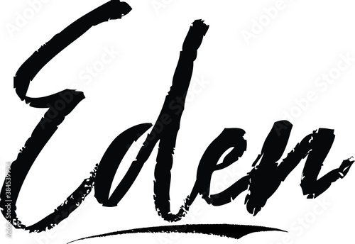 Eden-Female name Modern Brush Calligraphy on White Background