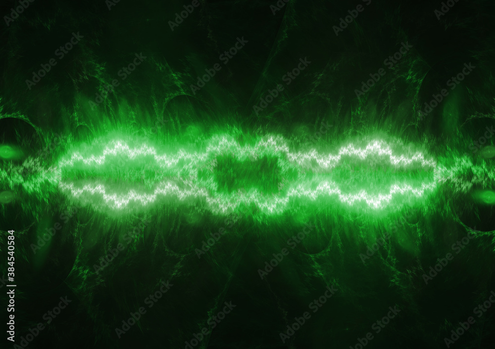 Green lightning, abstract energy background