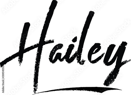 Hailey-Female name Modern Brush Calligraphy on White Background photo