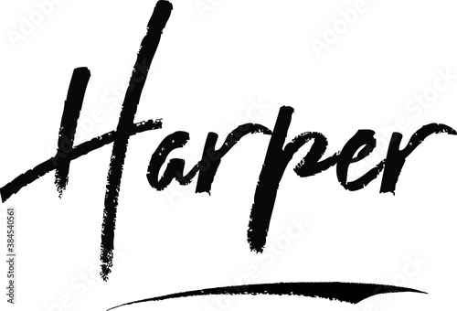 Harper-Female name Brush Calligraphy on White Background