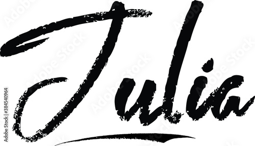 Julia-Female name Brush Calligraphy on White Background photo