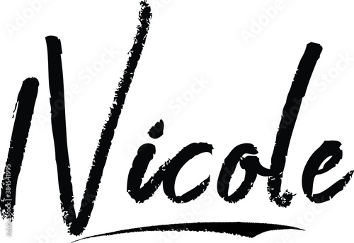 Tableau sur toile Nicole-Female name Brush Calligraphy on White Background