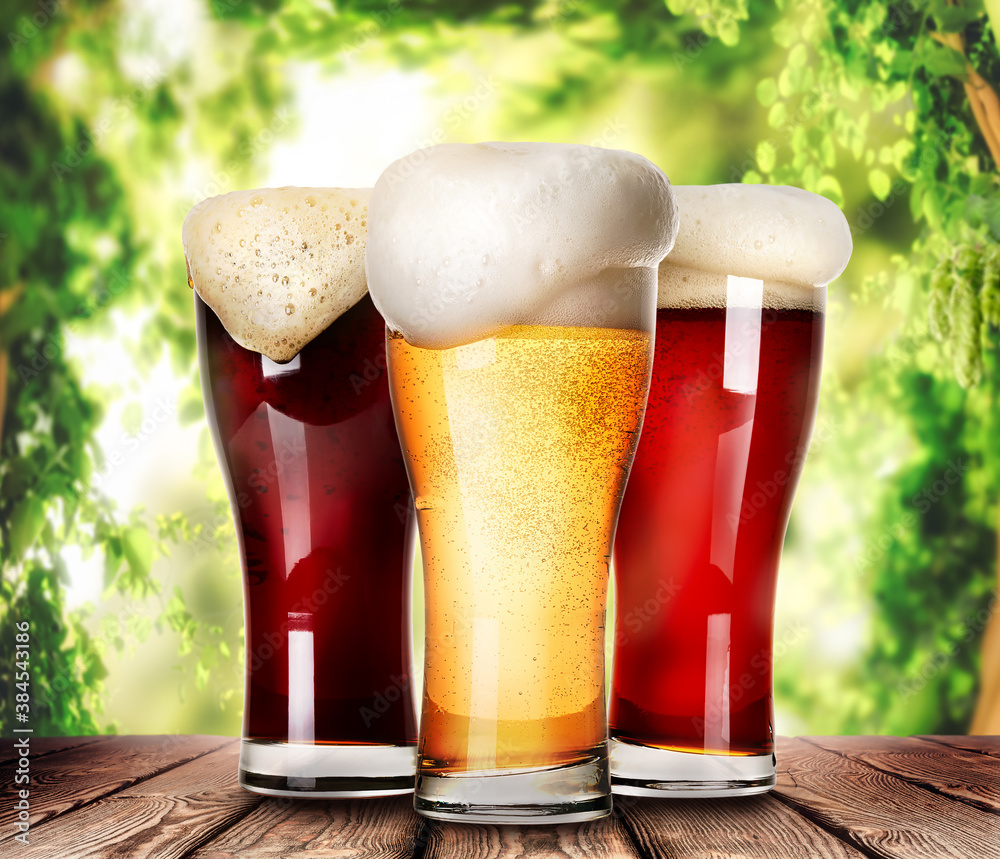 Mugs of light beer