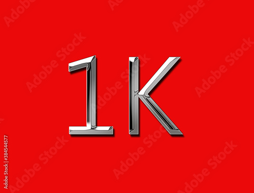 Obraz na plátně 1k 1000 subscriber image with metal look on red background