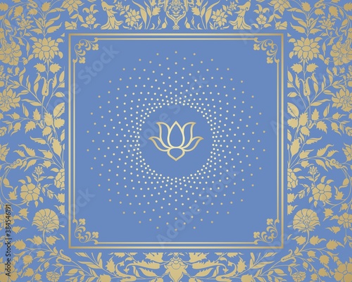 water lily, wedding card design, royal India	