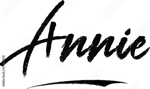Annie-Female name Modern Brush Calligraphy on White Background photo
