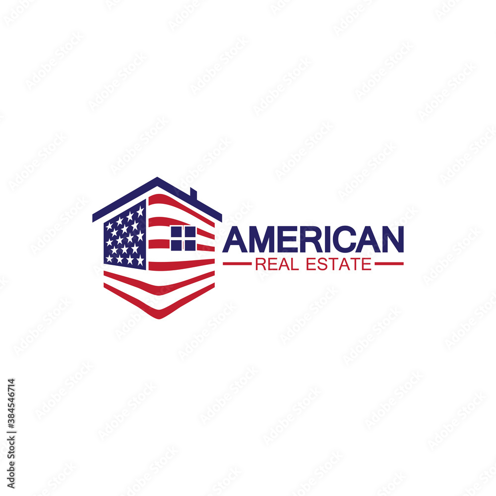 home house american flag real estate logo vector illustration Stock ...