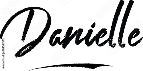 Danielle Female name Modern Brush Calligraphy on White Background photo