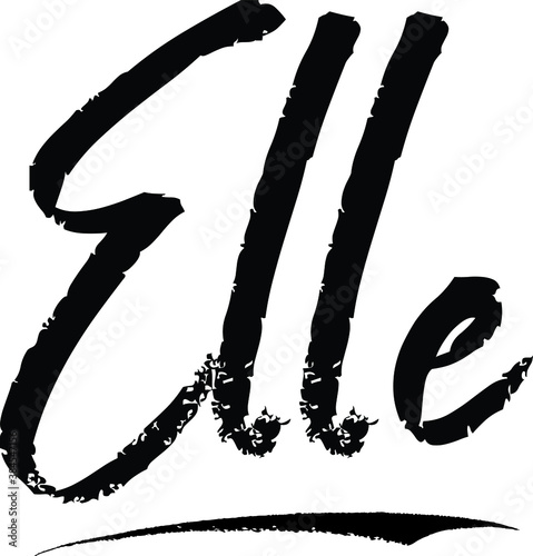 Elle Female name Modern Brush Calligraphy on White Background
