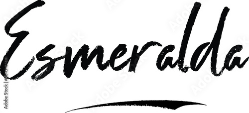 Esmeralda Female name Modern Brush Calligraphy on White Background