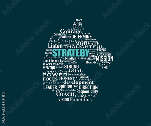 Strategy word cloud vector in a chess horse shape
