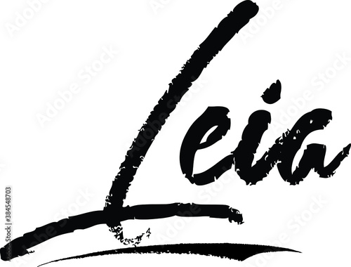 Foto Leia Female name Modern Brush Calligraphy on White Background