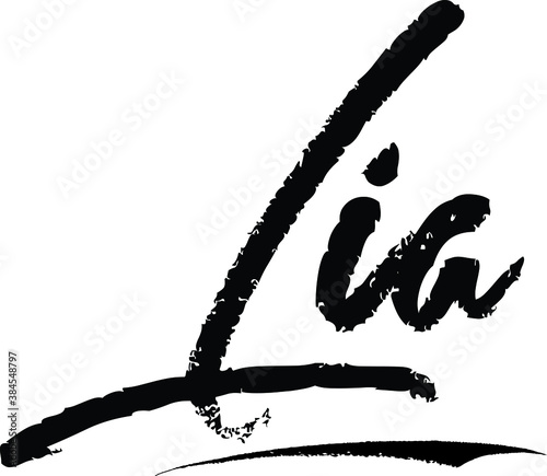 Lia Female name Modern Brush Calligraphy on White Background photo