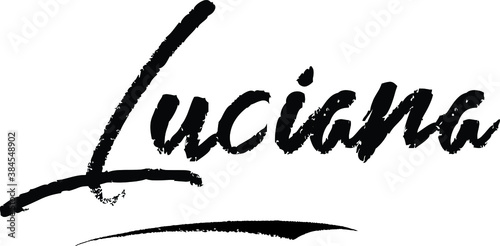 Luciana Female name Modern Brush Calligraphy on White Background photo