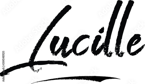 Bild auf Leinwand Lucille Female name Modern Brush Calligraphy on White Background