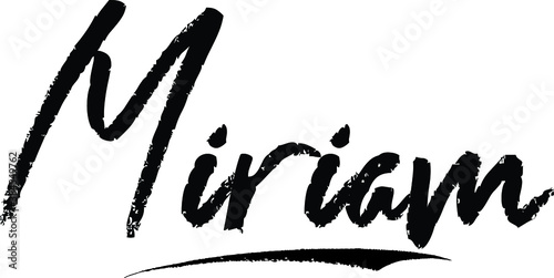 Miriam Female name Modern Brush Calligraphy on White Background photo