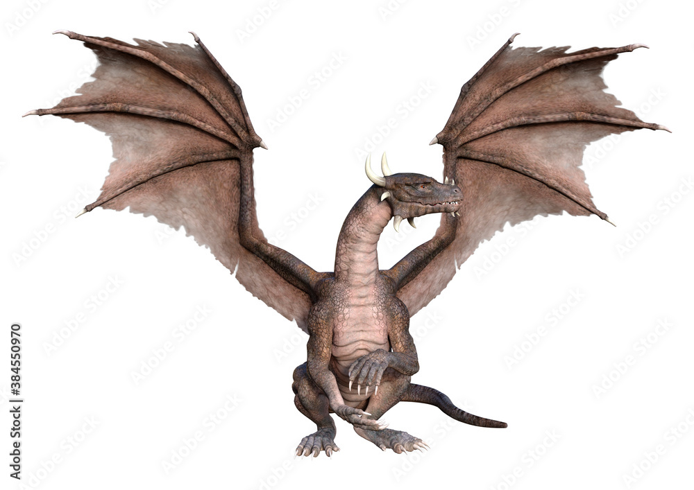 Fototapeta premium 3D Rendering Fairy Tale Dragon on White