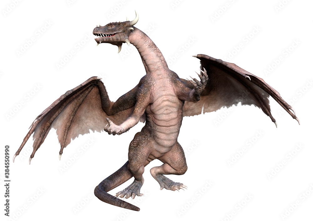 Fototapeta premium 3D Rendering Fairy Tale Dragon on White