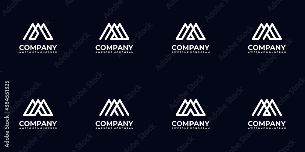 Obraz premium Abstract logo monogram letter initial m logo template collection