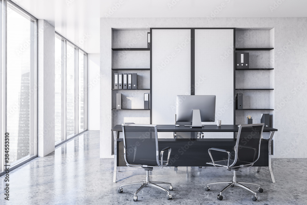 Modern white CEO office interior Modern white CEO office interior