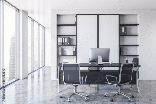 Modern white CEO office interior © ImageFlow