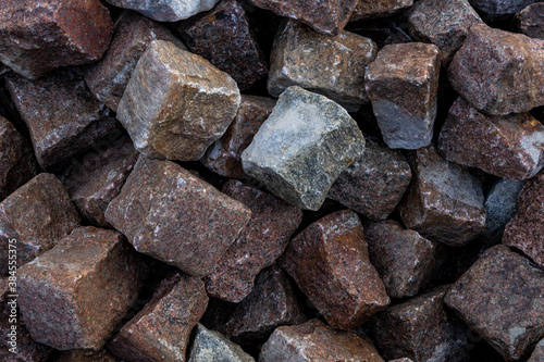 Granite cubic stones. Grunge vintage background