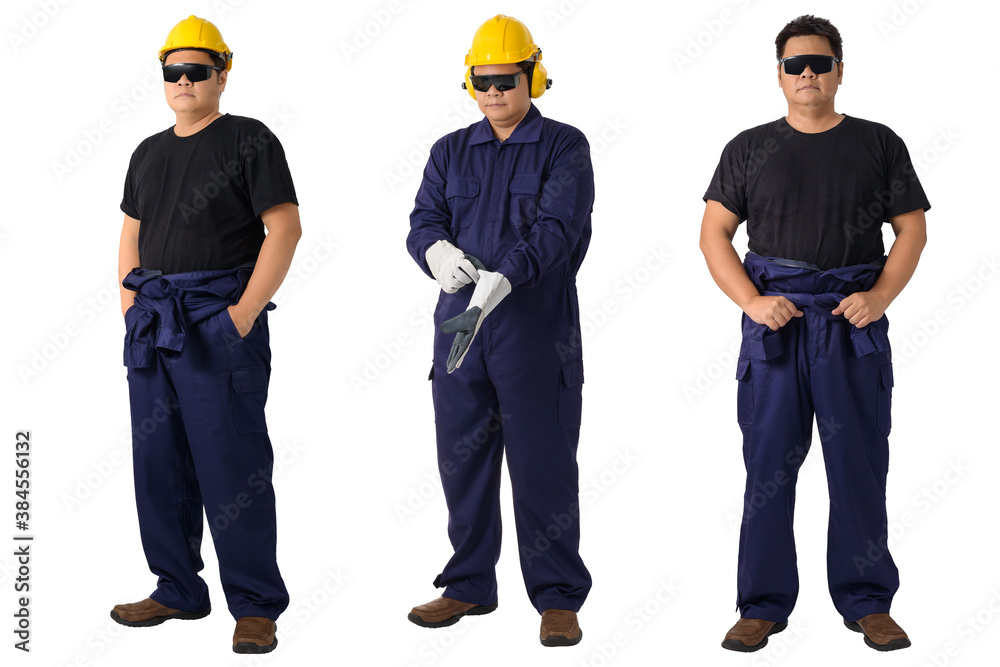 collection set of Full body portrait of a worker in Mechanic Jumpsuit isolated on white collection set of Full body portrait of a worker in Mechanic Jumpsuit isolated on white
