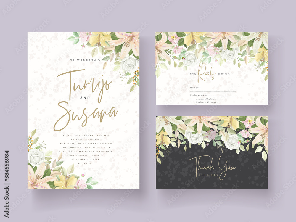 Wedding card template floral design