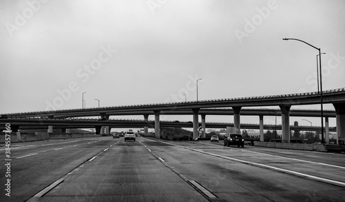 Morning drive on the freeways in the Los Angeles  SoCal area