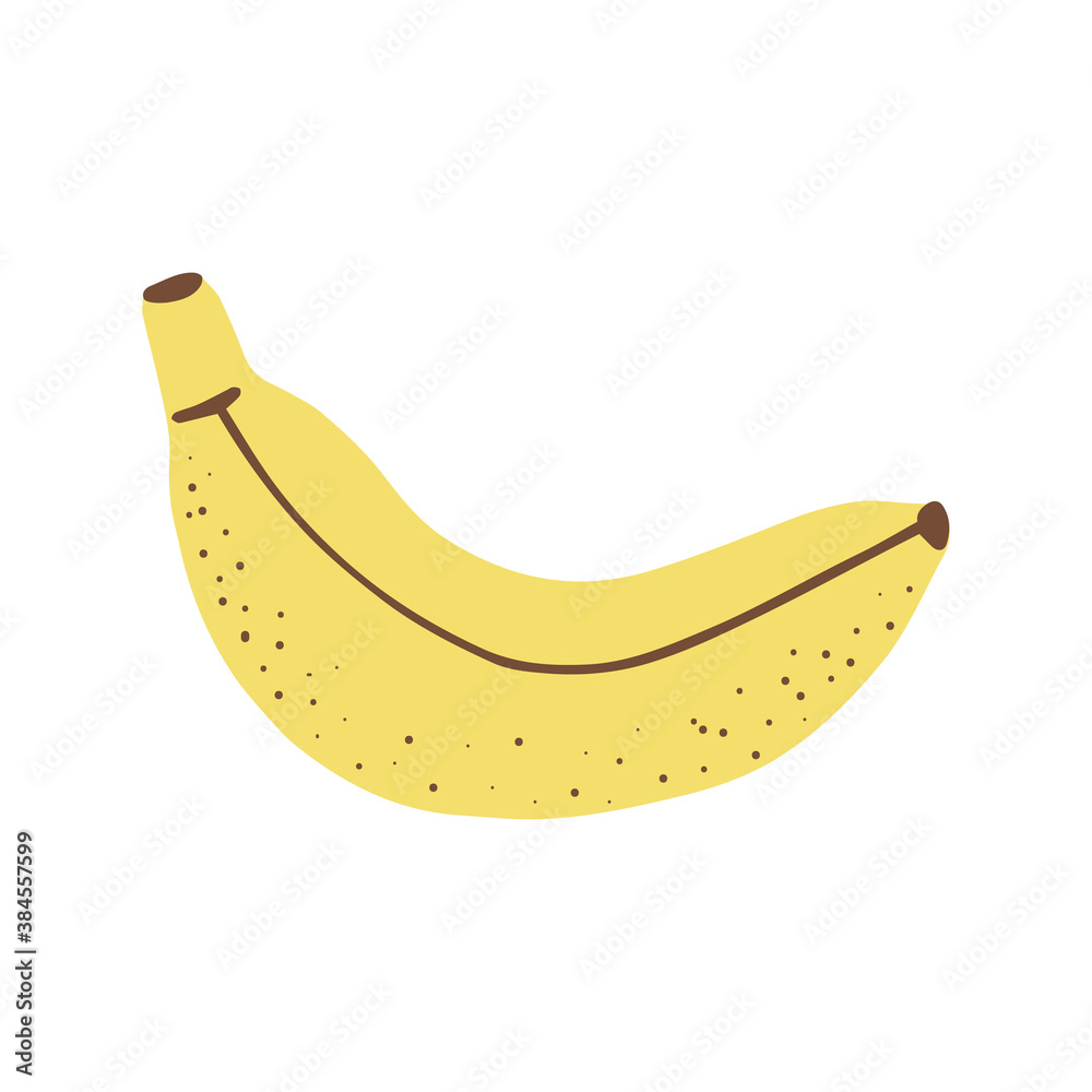 A banana. Doodle style. White background. Vector illustration.