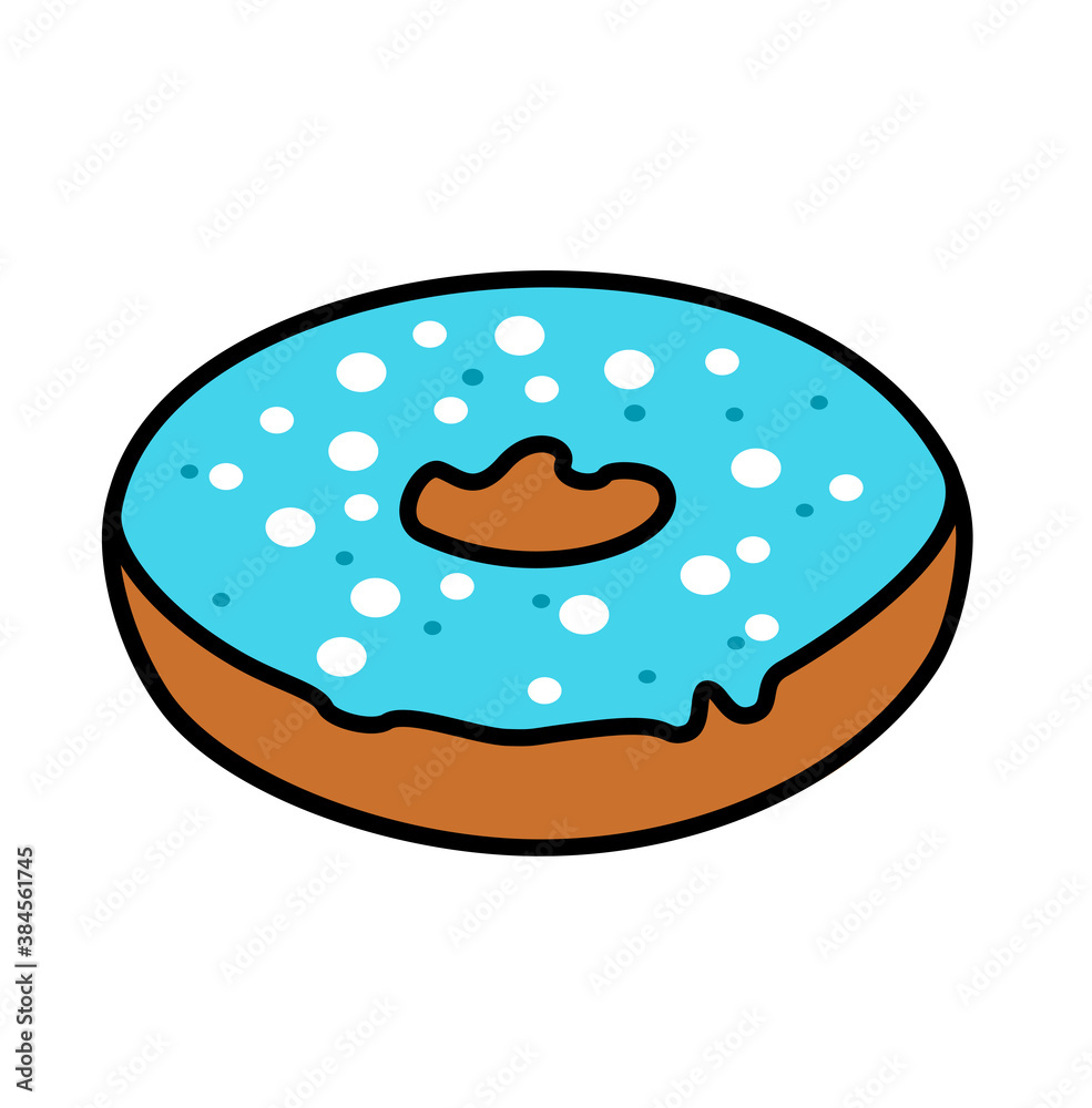 Sweet donut flat hand drawn style isolated on white background Sweet donut flat hand drawn style isolated on white background