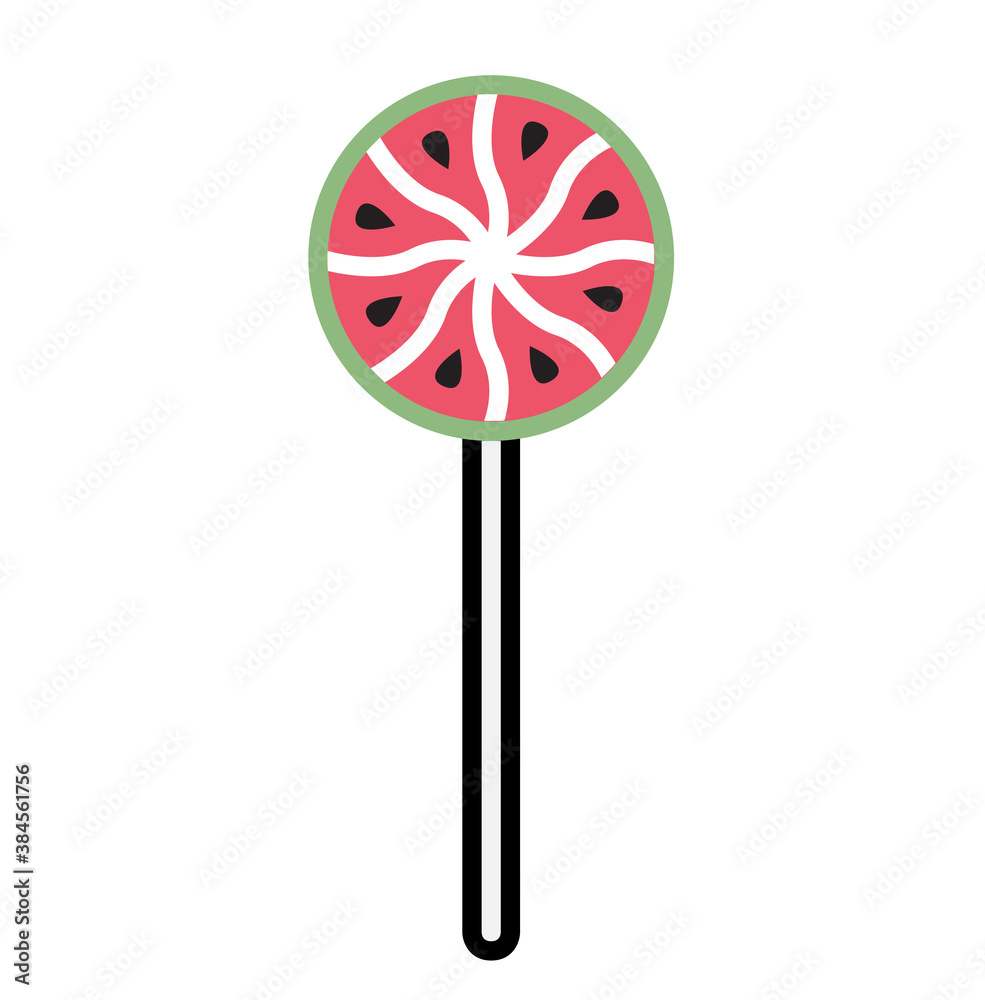 Colorful candy on stick flat hand drawn style isolated on white background Colorful candy on stick flat hand drawn style isolated on white background