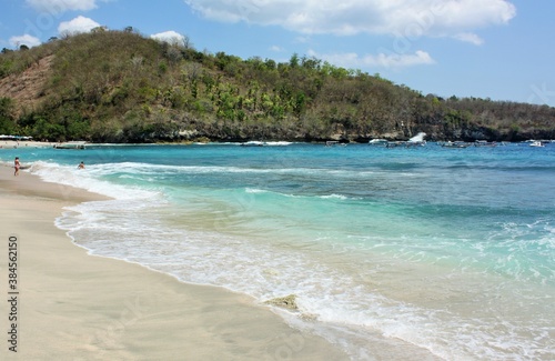 Tropical beach with white sand at Crystal Bay on Nusa Penida, Indonesia