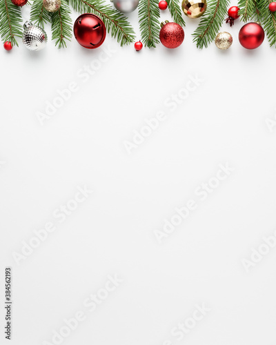 Christmas and new year white background with festive decoration