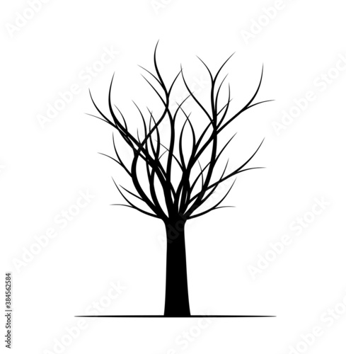 Winter naked Tree. Vector outline Illustration. Plant in Garden. EPS file.