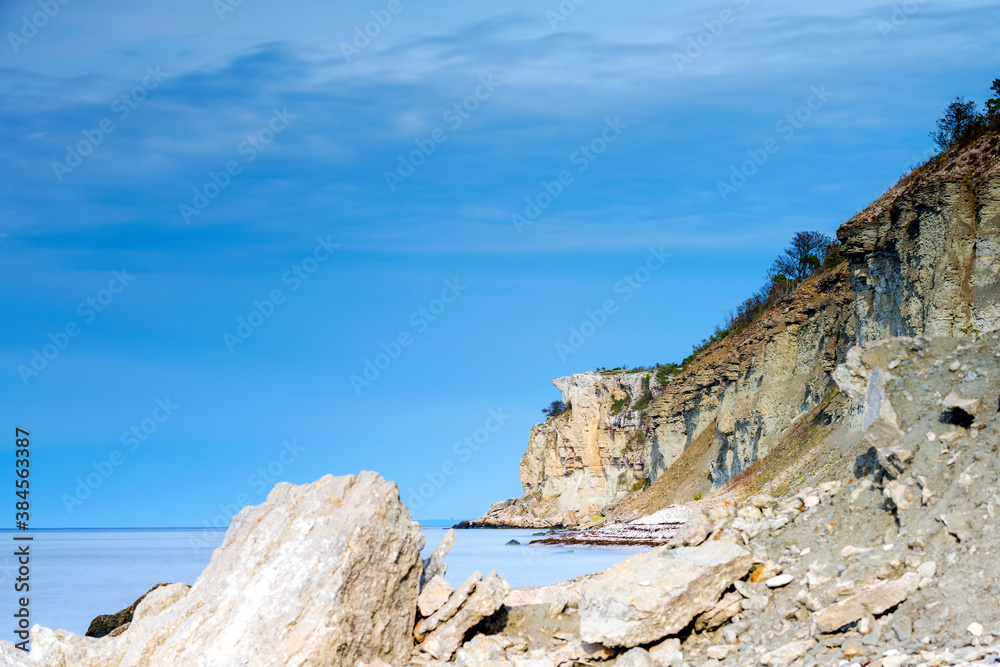 The amazing limestone coastal landscape at Hogklint on the ilsland of Gotland in the Baltic Sea, Sweden