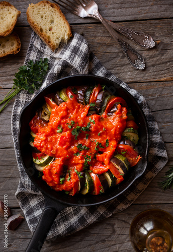 Cooked vegetable ratatouille, traditional french vegetable dish