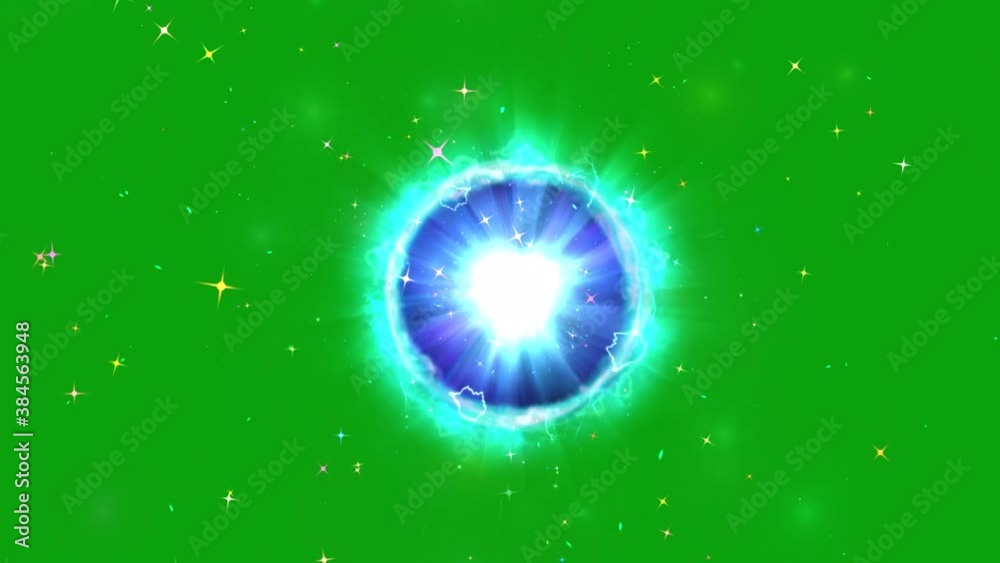 Magical light in scifi portal with green screen background