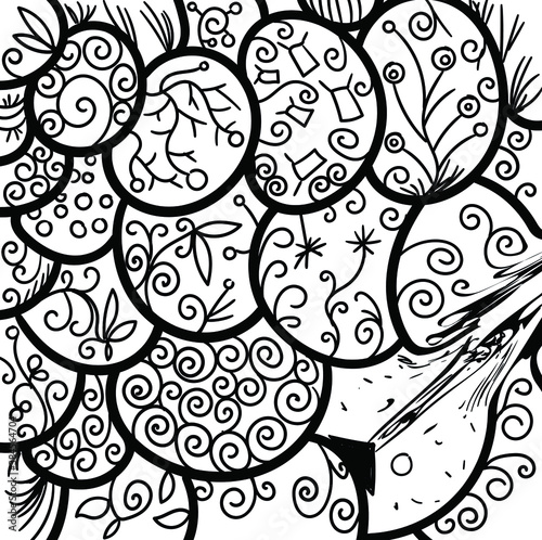 Plants curl inside the round figures.