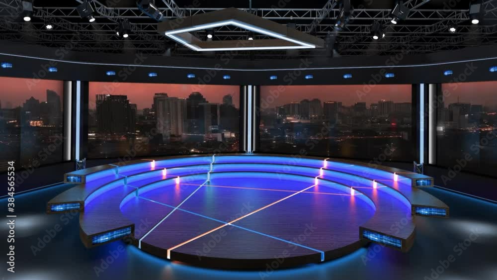 3d virtual news studio green screen background
