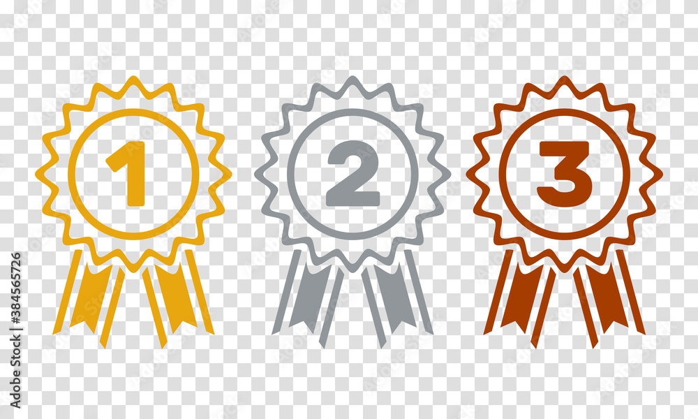 1st 2nd 3rd place awards, flat outline vector set 1st 2nd 3rd place awards, flat outline vector set
