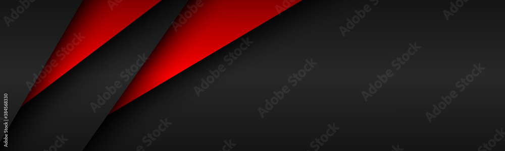 Black and red modern material header. Overlayed sheets of paper banner. Corporate template for your business. Vector abstract background