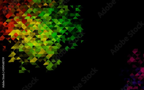 Dark Multicolor, Rainbow vector background with triangles.