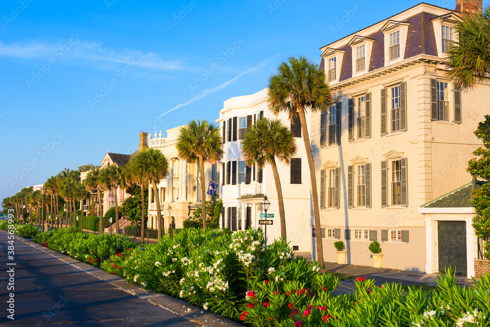 Charleston, South Carolina, USA homes along The Battery