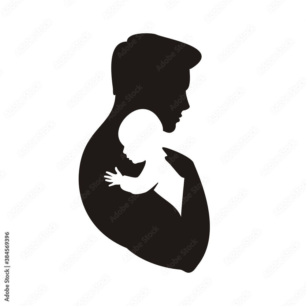 Silhouette of dad holding baby Silhouette of dad holding baby