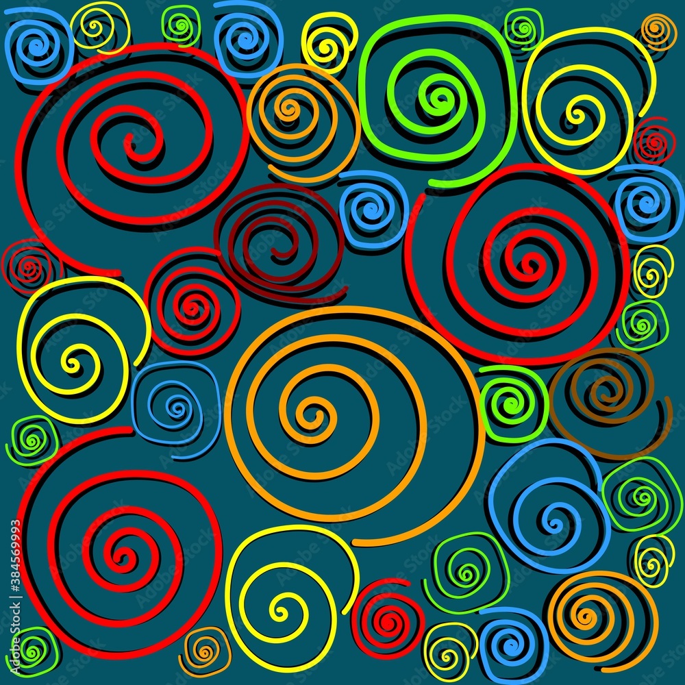Spiral abstraction, Abstract background with colored linear spirals or swirls, Cosmic abyss, Fantastic colors of blue yellow and red, Vector abstract background. Spiral abstraction, Abstract background with colored linear spirals or swirls, Cosmic abyss, Fantastic colors of blue yellow and red, Vector abstract background.