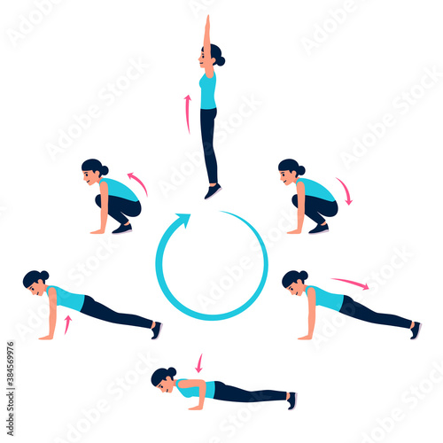 Woman burpee exercise