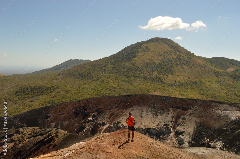 Sand boarding and sleighing in the volcanic ashes of the volcanoes of Léon in Nicaragua